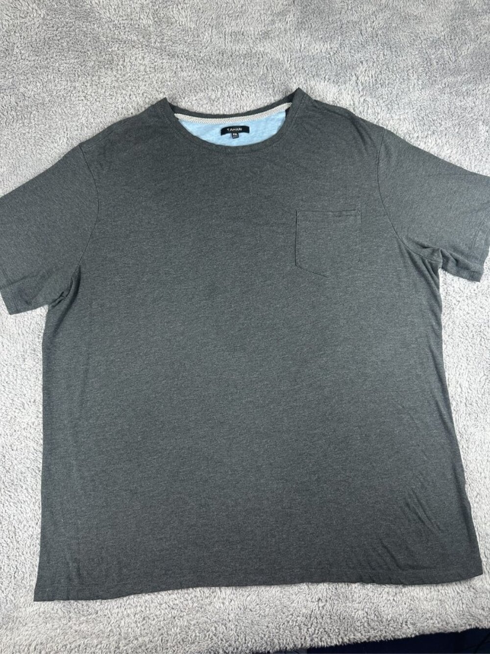 Tahari Men's Short Sleeve Pocket T-Shirt Crew Neck Grey Size XXL